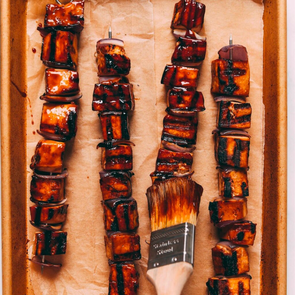 brochettes tofu glacés à la sauce soja