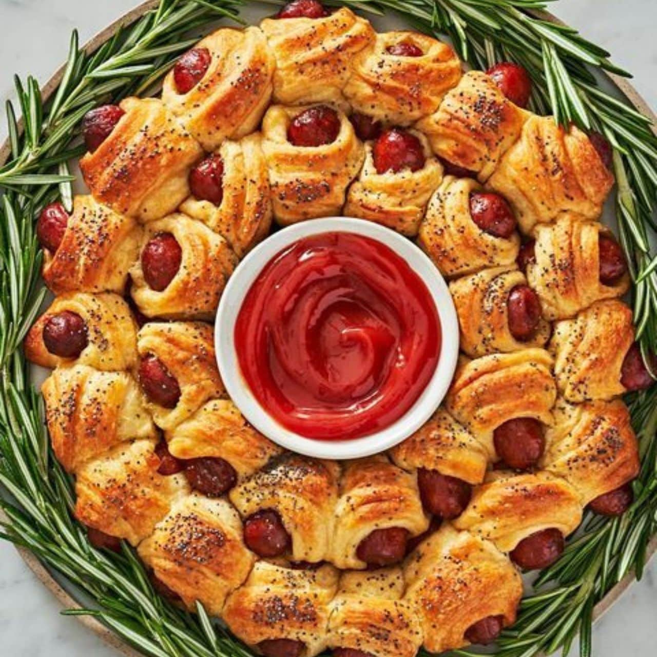 Couronne de roulés de saucisses cocktails