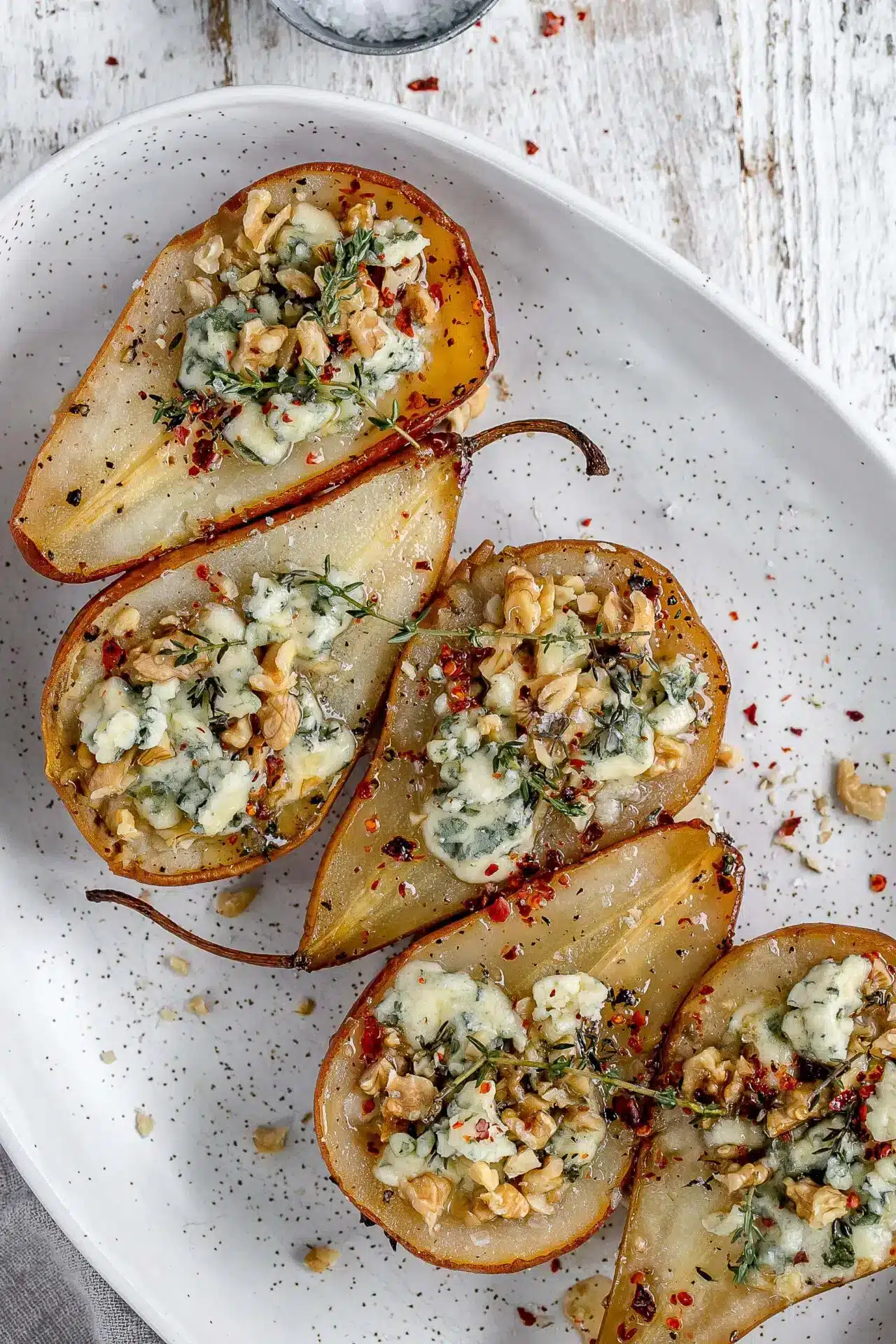Poires chaudes au roquefort
