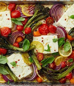 Brocolis tomates feta
