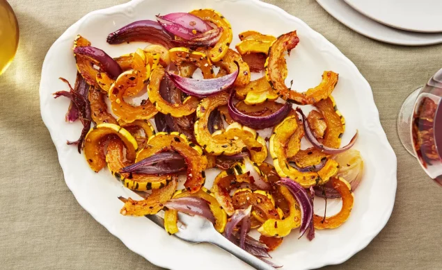 Butternut rôti aux oignons rouges et abricots de Perla