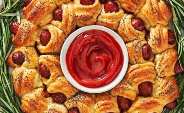 Couronne de roulés de saucisses cocktails