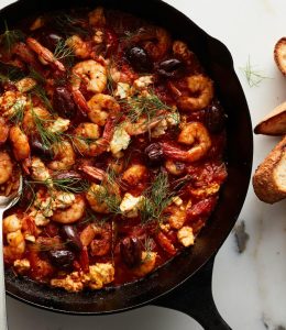 Crevettes saganaki