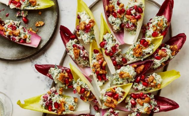 Endives apéro feta, noix et grenade d'ottolenghi