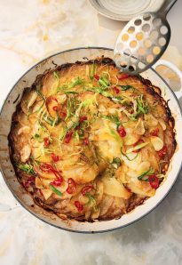 Gratin pommes de terre citron vert noix de coco