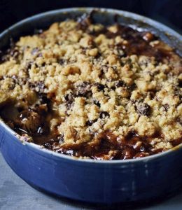 Le crumble poire-chocolat