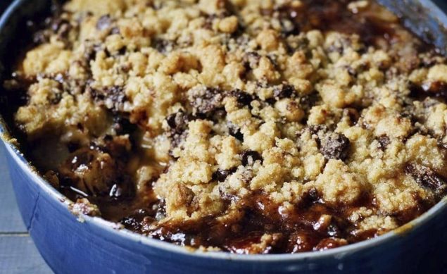 Le crumble poire-chocolat