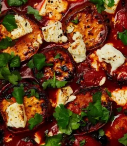 Patates douces roties feta et sauce tomate