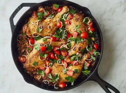 Poulet aux poireaux caramélisés