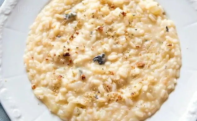 Risotto au Champagne, poires et parmesan