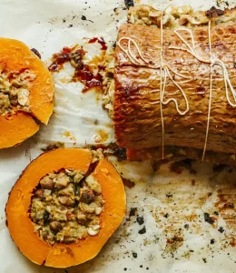 Rôti de butternut farci à la châtaigne