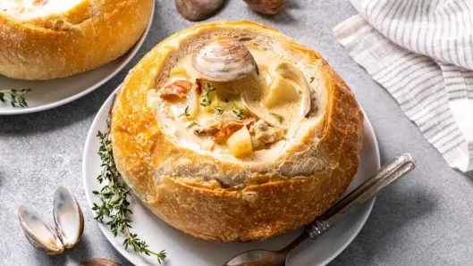Clam chowder soupe palourdes
